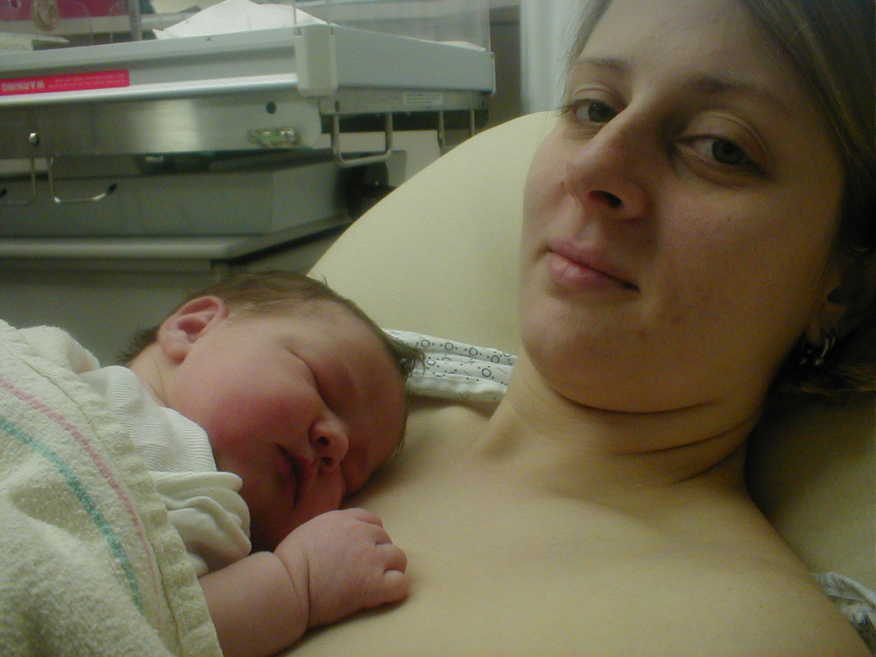 Margaret holding her newborn baby